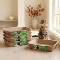 Disposable Molded Pulp Cat Litter Box 5 Pack | Travel Friendly Tray