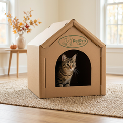Cardboard Cat House – Small, Cozy Hideaway & Scratching Playhouse
