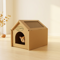 Cardboard Cat House – Medium, Cozy Hideaway & Scratching Playhouse