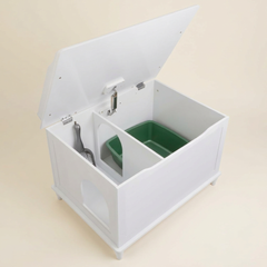 Designer Cat Litter Cabinet – Concealed Litter & Dog-Proof, White Jumbo