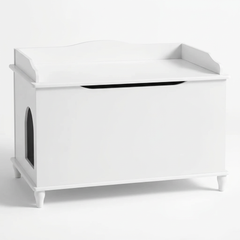 Designer Cat Litter Cabinet – Concealed Litter & Dog-Proof, White Standard