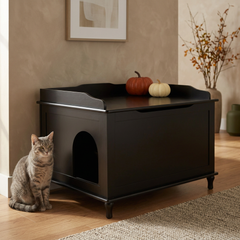 Designer Cat Litter Cabinet – Concealed Litter & Dog-Proof, Black Jumbo