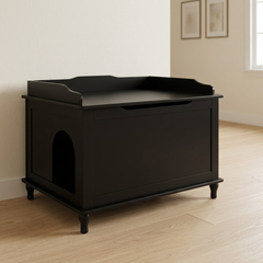 Designer Cat Litter Cabinet – Concealed Litter & Dog-Proof, Black Jumbo