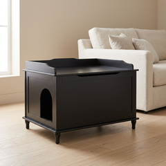 Designer Cat Litter Cabinet – Concealed Litter & Dog-Proof, Black Jumbo