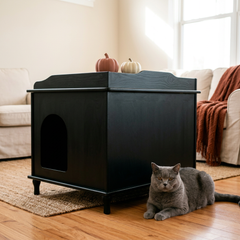 Designer Cat Litter Cabinet – Concealed Litter & Dog-Proof, Black Standard