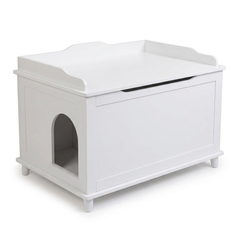 Designer Cat Litter Cabinet – Concealed Litter & Dog-Proof, White Jumbo