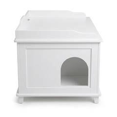 Designer Cat Litter Cabinet – Concealed Litter & Dog-Proof, White Jumbo