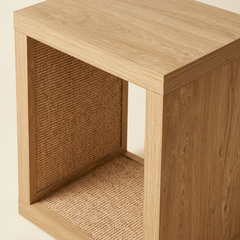 2-in-1 Cat Scratcher End Table – Modern Side Table with Sisal Pad, Light Wood