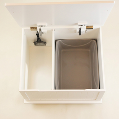 Designer Cat Litter Cabinet – Concealed Litter & Dog-Proof, White Jumbo